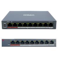 Коммутатор Hikvision DS-S908P B (HiWatch), неуправляемый, с 8 портами Fast Ethernet 10/100 Мбит/с с PoE