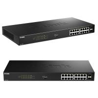 Неуправляемый PoE+ коммутатор D-Link DGS-1018P с 16 портами Gigabit и 2 портами SFP