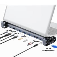 Док-станция NERPA NRP046 13-в-1 с USB-C подключением, 2xHDMI, DisplayPort и PD 100 Вт