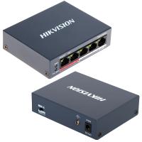 Коммутатор Hikvision DS-3E0105P-E/M(B), 4 порта Fast Ethernet 10/100 Мбит/с с PoE (35 Вт) + 1 дополнительный Ethernet-порт 100 Мбит/с