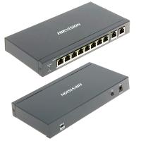 Коммутатор Hikvision DS-3E0310P-E/M, 8 портов Fast Ethernet 10/100 Мбит/с с PoE с грозозащитой 6кВ