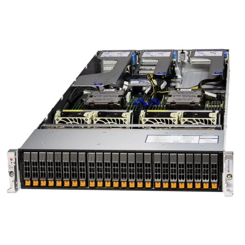 Серверная платформа Supermicro AS-2126HS-TN 2U с AMD EPYC 9005/9004, 24 NVMe-отсека, 4 PCIe 5.0 x16