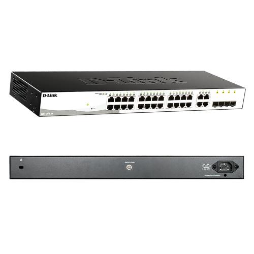 Управляемый Smart+ L2+ коммутатор D-Link DGS-1210-28X с 24 портами Gigabit и 4 портами SFP+ 10G